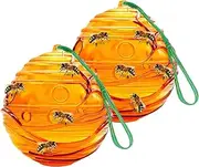 Bee Traps for Outside,2 Pack Carpenter Bee Trap | Reusable Trapping Gadget, Fruit Fly Bait, Hive-Shaped Design for Orchard Use