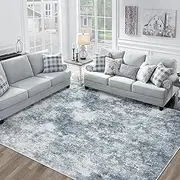 Large Area Rug Living Room Rugs, Modern Abstract Area Rug Deerly Washable Large Bedroom Rug with Non Slip Rubber Backing for Under Dining Table Office Bedroom Indoor (Bluegrey, 200x300)