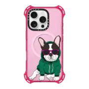 iPhone 16 Pro Bounce Case MagSafe Compatible Hipster Frenchie - Black and White