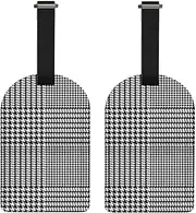 Richugui Art Black and White Pattern Leather Luggage Tags for Adults Teens 2 Pack Colorful Travel Bags Suitcase Labels ID Tags