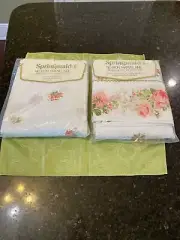 VTG NIP Springmaid DOUBLE FITTED & FLAT SHEETS no Iron Marvelaire Rose Floral
