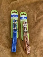 Lot of 2 Forever Pals Fashion Leash 48" Small Dog Puppy Blue/Gray & Gray/Gray