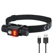 Super Bright Rechargeable Waterproof Headlamp LED Headlamp Torch White + Red