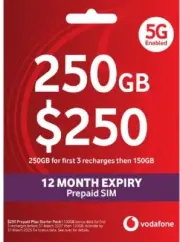 Vodafone $250 Prepaid SIM Card◉240GB Data◉Unlimited Calls◉Startup Pack◉12 months