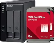 QNAP 2 Bay DAS with 8TB Storage Capacity, USB 3.2 Gen 2 Type-C, Preconfigured RAID 1 WD Red Plus HDD Bundle (TR-002-28WD-US)