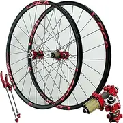 [ZECHAO] Racing Road Bike Wheelset,700c Front and Rear Wheel 24 Spokes Quick Release Bicycle Rim Disc Brake Wheels Front 2 Rear 4 Sealed Bearing Wheelset (Color : Red, Size : 700c)