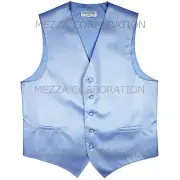 New formal Men's Tuxedo Vest only Waistcoat Horizontal pin stripes Light Blue