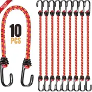 10 Pcs Elastic Bungee Cords with Metal Hooks Bungee Cords Heavy Duty Outdoor 18"