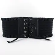 Lace-Up Elastic Belt Black - 68cm
