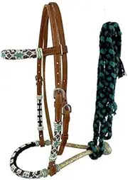 Showman Bosal Headstall w/Southwest Beaded Design & Mecate Reins