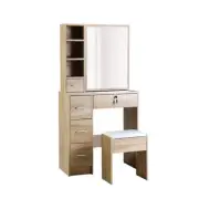 Dressing Table Stool Set Slide Mirror Makeup Vanity Drawer Oak
