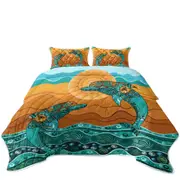 Artistic Ocean and Dolphins Coverlet