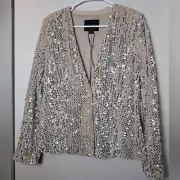 Sanctuary Blazer sequin one button charmed cream sz XL nye holiday wedding