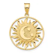 14k Yellow Gold Diamond-cut Sun with Moon and Stars Charm