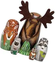 tieedhfu Wood Nesting Dolls Hand-Painted Handmade Tabletop Ornaments Smooth Decorative Figurines Toys Office Bedroom Adornments