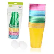 Neon Kit, Beer Multicolor Set of 24 Cups and 4 Ping Pong Balls, Set of 1,