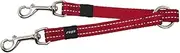 Rogz Classic Dual Use Double Split Dog Lead with Reflective Stitching Red Medium