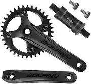 BOLANY Mountain Bike Crankset MTB 1x Square Taper Crankset 104 BCD 170mm Crank 32/34/36T Compatible with Shimano, SRAM, FSA