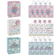 Medium Pastel Happy You Day Gift Bags with Tags 7 1/2" x 9" - 12 Pc