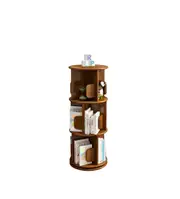 3-Tier Vesatile Timber Rubberwood Wooden Rotating Swivel Bookcase Bookshelves 98cm Walnut
