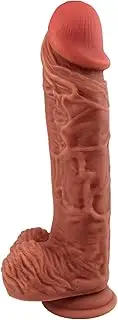XXL 10.2" Realistic Dildo Silicone Massive Thick Penis Strong Suction Cup Large Huge Ultra Soft Double Layered Shaft and Balls Anal G-Spot Stimulation Sex Toy