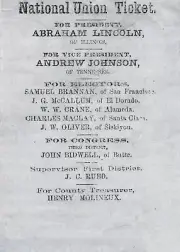 ABRAHAM LINCOLN / ANDREW JOHNSON National Election Leaflet 6"x4" reprint