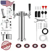 Stainless Steel Double Tap Beer Tower with Pre-Assembled Tubing - Seamless Setup