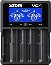 XTAR VC4 LCD 4 Bay Universal 18650 Battery Charger for 3.7V Li-ion Rechargeable Battery 18650 21700 18350 17670 17500 16340 14500 and Ni-MH Ni-CD Rechargeable AA AAA Batteries