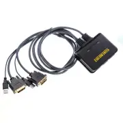 2 Port USB2.0 DVI-D KVM Switch Switcher W/ Cord For Dual Monitor Keyboard Mouse