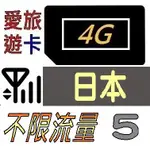 【日本5天】4G/LTE 日本 不限流量 5日 吃到飽 愛旅遊上網卡 JR3M5D