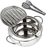 Ciieeo 1 Set Controllable Temperature Frying Pot with Thermometer Japanese Style Deep Fryer for Gas and Electric Stoves for Tempura and Various Fried Foods
