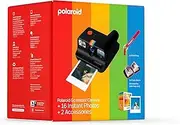 [Polaroid] Go Generation 2 - Mini Instant Camera Black + Film Bundle (16 Photos Included) and Go Accessories (Photo Album + Wrist Strap) Random Colour for Accessories - 6541