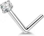 [Helonley] Moissanite Nose Ring for Women - 925 Sterling Silver L Shaped Moissanite Nose Piercing Real Moissanite Diamond Hypoallergenic Jewelry Nose Stud Gifts for Women and Men