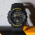 【CASIO 卡西歐】G-SHOCK 黑黃配色系列 雙顯手錶 開學(GA-100CY-1A)