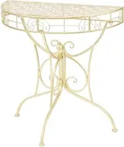 vidaXL Gold Metal Side Table - Vintage Style Half Round Table with Decorative Details, Compact Size for Small Spaces, Easy Assembly