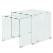 Two Piece Nesting Table Set Tempered Glass Clear