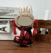 Labubu doll clothes 17cm canvas blind box pendant, first and second generation vinyl plush toy set——colour:LBB-21,height:17cm
