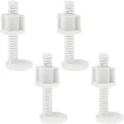 ECSiNG 4 Pair Toilet Seat Repair Screws Kits Toilet Lid Screw Plastic Toilet Cover Hinge Bolt White Toilet Seat Repair Fitting for Toilet Seat Repair Thread Diameter 10mm Length 60mm