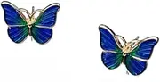 [Yihuaqun] Enamel color butterfly 925 silver needle stud earrings, let the earrings have color