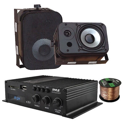 Pyle PFA220BT 2-Channel Bluetooth Amplifier System, 4x 5.25" 400W Black Speakers