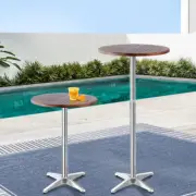 Outdoor Cafe Bar Table Foldable Wooden Tabletop Adjustable Leg Home Furniture