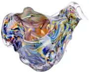 VITREOUS STUDIO Art Glass Organic Bowl Free Form Sculpture Large Hand Blown New