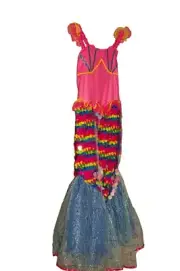 Little Girls MERMAID Halloween Costume Dress Pink Blue Green Medium 8 10 NEW