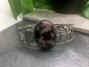 Natural Adjustable Cuff Bangles Gemstone 925 Silver Plated New Handmade 8500