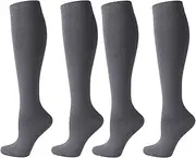 QiFon Compression Socks for Men and Women, 2/4/6 Pairs 20-25mmHg Knee Socks for Sports, Athletics, Edema, Diabetics, Varicose Veins, Travel, Pregnancy, Breastfeeding, 2 pairs, SGY, Large