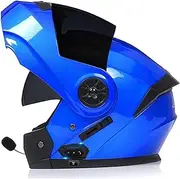 Bluetooth Modular Motorcycle Helmet Motorcycle Helmet Full Face Flip Up Anti-Fog Double Visor Helmet Built-in Dual Speaker with Microphone for Adults Men Women DOT Approved