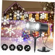 Snowflake Projector Lights Outdoor,Snow Projector 360° Rotating Double Head