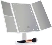 Makeup Mirror With LED Light Standing Mirror Magnifying Tri-Fold Touch