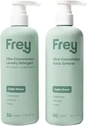 FREY Concentrated Natural Laundry Detergent + Liquid Fabric Booster (Full Wash) - Laundry Bundle Includes High Efficiency Liquid Detergent (50 Loads) and Fabric Deodorizer (50 Loads), Eco Friendly
