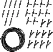 getfay Pack-30 Car Windshield Washer Hose Kit, 13.1Ft Flexible Bendable Hose + T-type Y-type I-type Hose Connector, Connects Water Pump and Nozzle Accessories, Universal for Most Cars Models (Black)